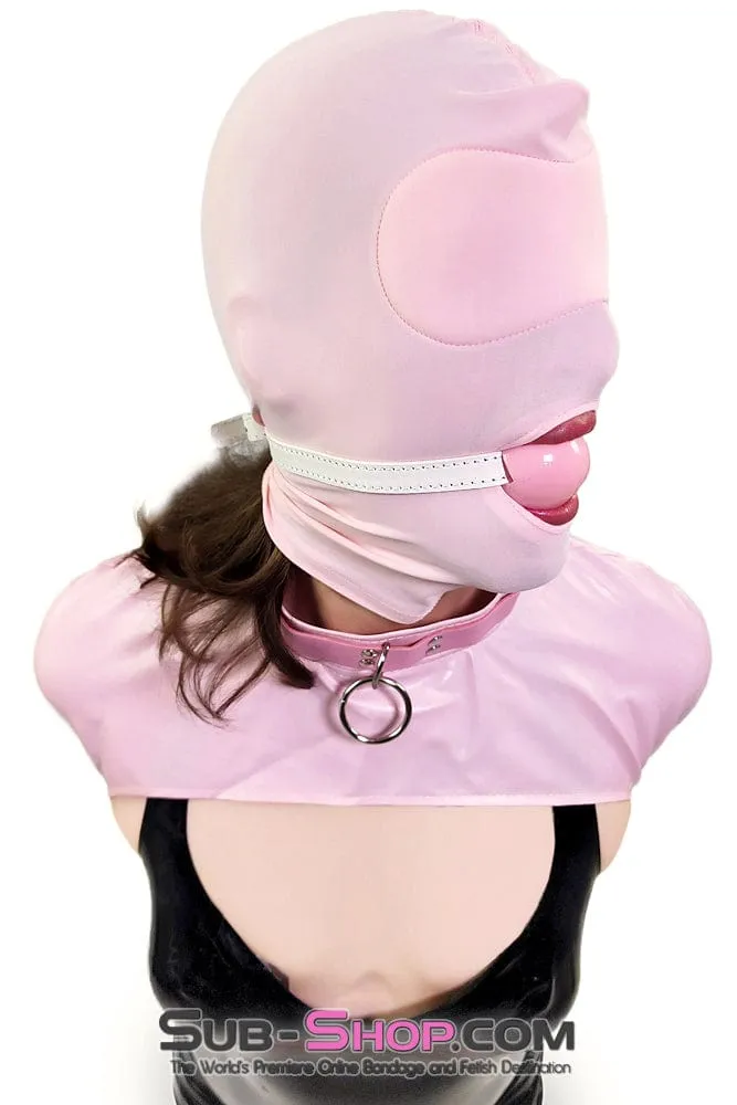 0445DL-SIS      Pink Pretty Sissy Slave Rubber Ballgag on BDSM Mistress White Strap