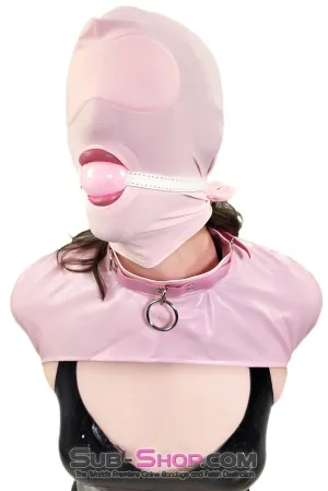 0445DL-SIS      Pink Pretty Sissy Slave Rubber Ballgag on BDSM Mistress White Strap