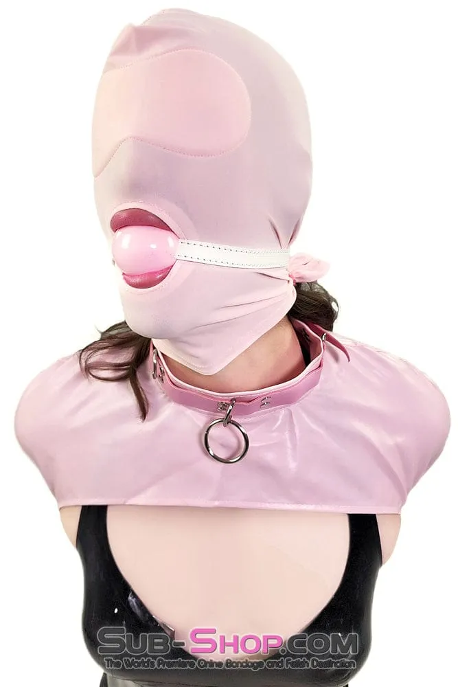 0445DL-SIS      Pink Pretty Sissy Slave Rubber Ballgag on BDSM Mistress White Strap