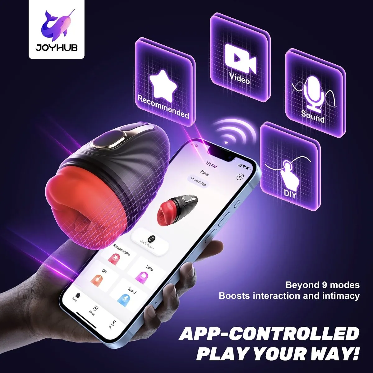 2 in 1 Mouth Vibrator and Men Penis Trainer with App Control
