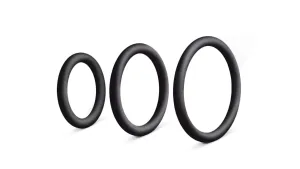 3pk Black Cock Ring Set Liquid Silicone - Fleshjack Australia