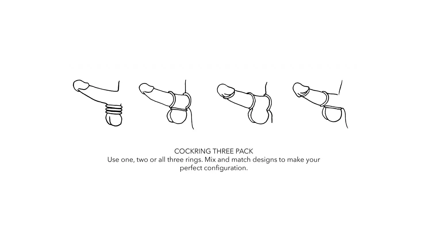 3pk Black Cock Ring Set Liquid Silicone - Fleshjack Australia