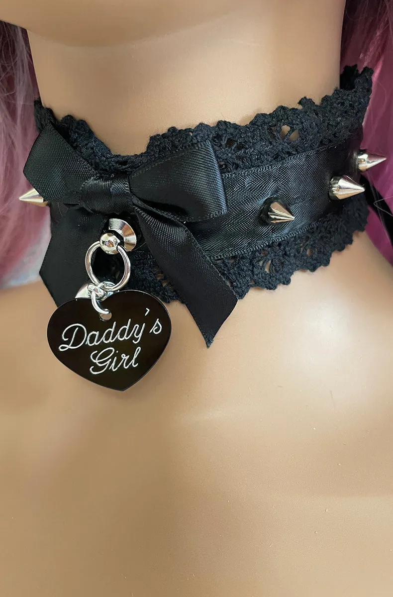 5 Piece Black Crochet BDSM Collar and Leash Set