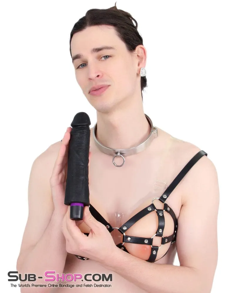 7324M-SIS      Sissy Boy Super-soft 9 Black Silicone Dildo Vibrator