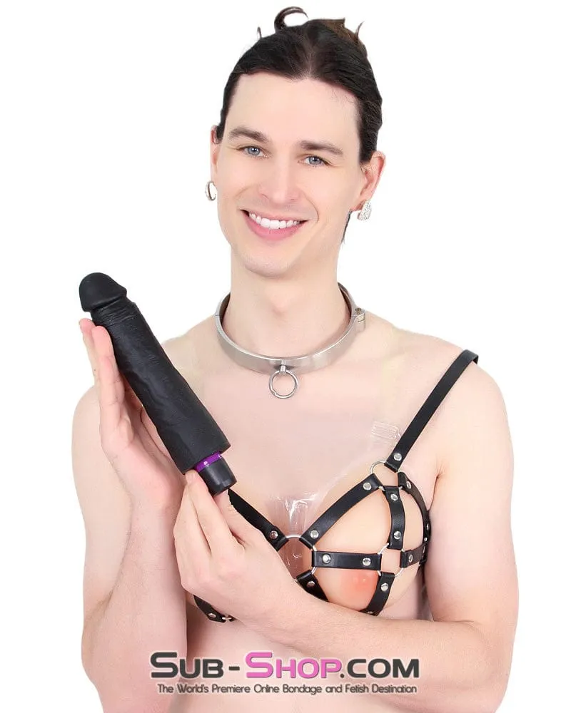 7324M-SIS      Sissy Boy Super-soft 9 Black Silicone Dildo Vibrator