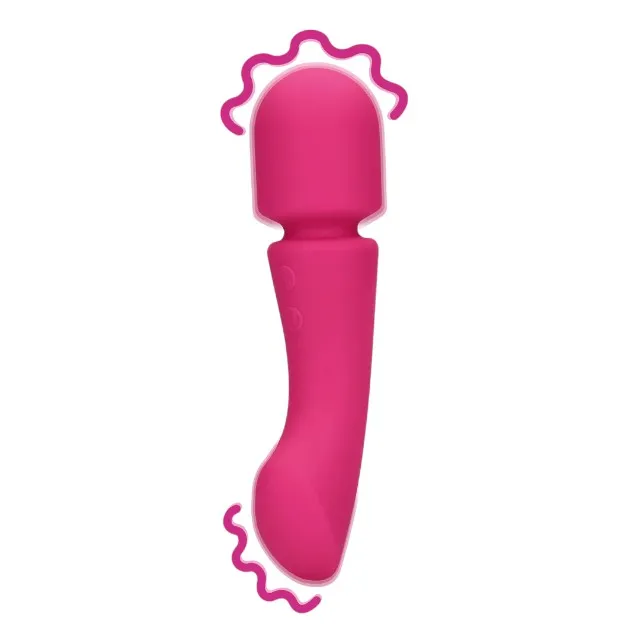 Aparat de masaj LOVELINE Ultra Soft Silicone Double-Sided Wand Vibrator. pentru corp și zone intime. 20 funcții de vibrație. roz