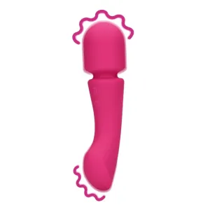 Aparat de masaj LOVELINE Ultra Soft Silicone Double-Sided Wand Vibrator. pentru corp și zone intime. 20 funcții de vibrație. roz