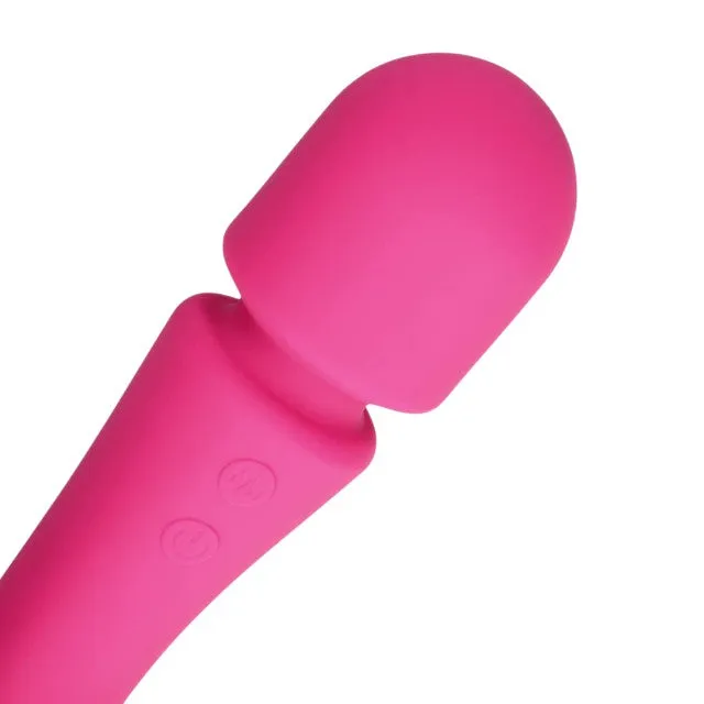 Aparat de masaj LOVELINE Ultra Soft Silicone Double-Sided Wand Vibrator. pentru corp și zone intime. 20 funcții de vibrație. roz