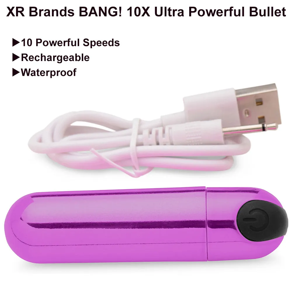 Bang! 10X Vibrating Ultra Bullet POWERFUL Vibrator Rechargeable Sex Toy Purple