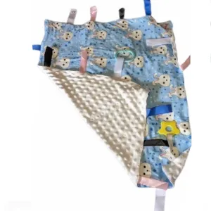 Blue Baby Bunny Cuddle Sensory Security Blanket Toys