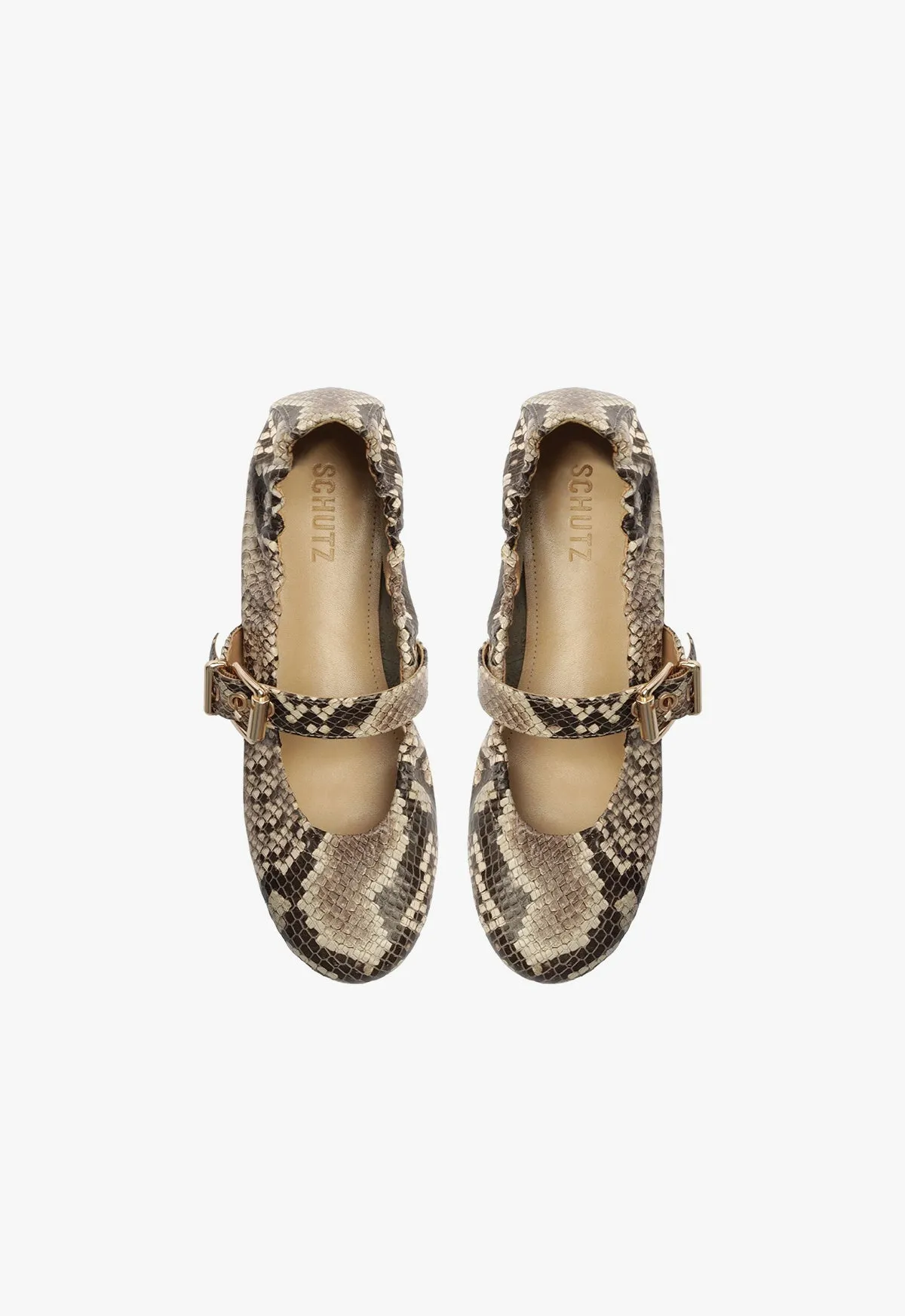 Calita Snake-Embossed Leather Flat