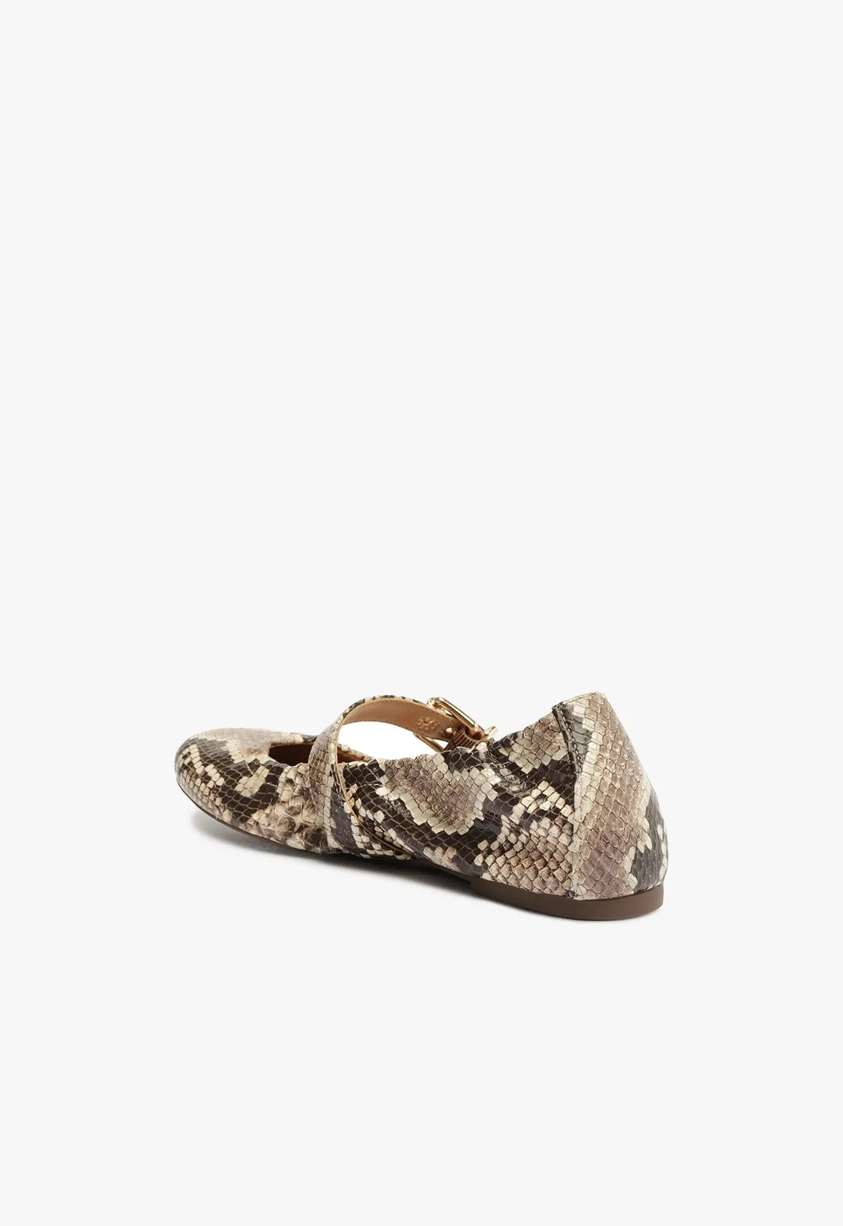 Calita Snake-Embossed Leather Flat