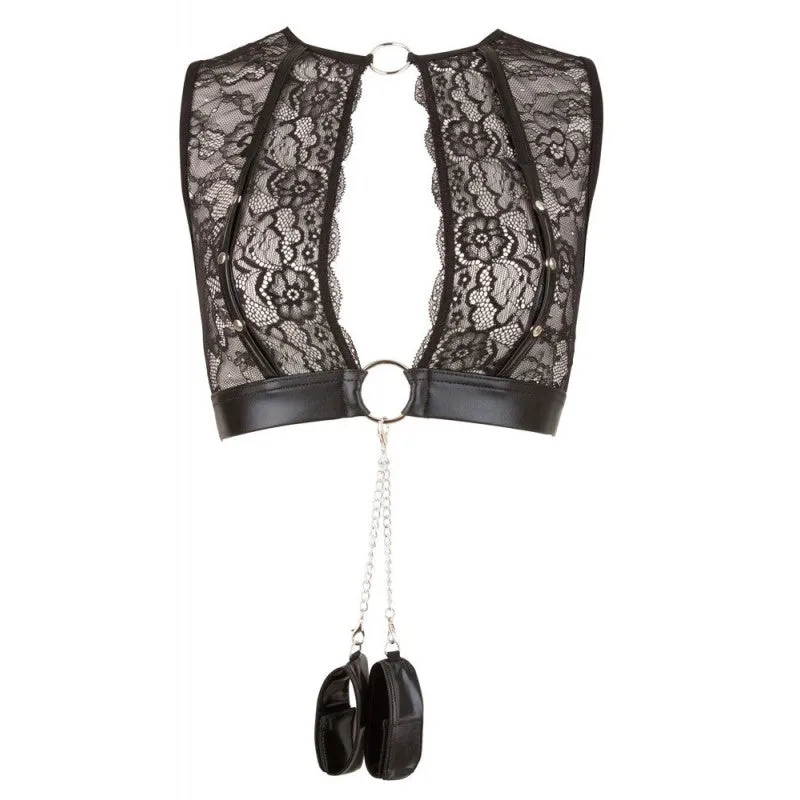 Cottelli Flower Lace Lingerie with Cuffs