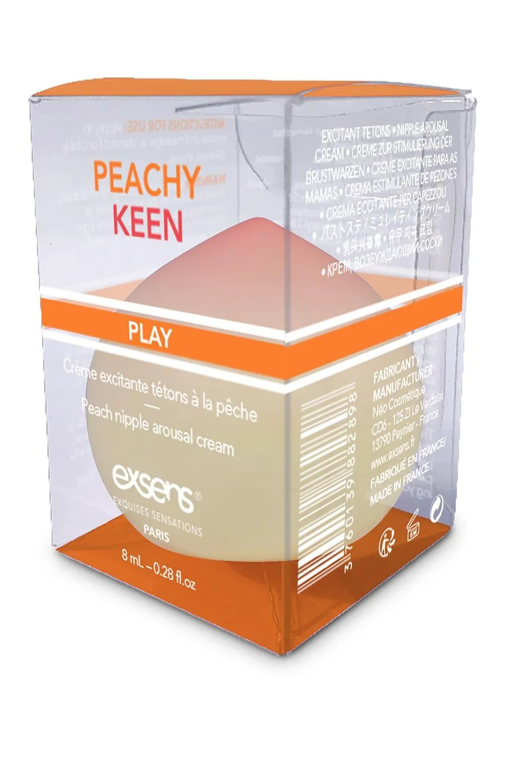 Cremă EXSENS Peachy Keen - Nipple Arousal Cream. pentru stimularea sfârcurilor. cu aromă de piersici. fără zahăr. 8 ml
