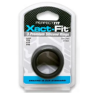 Curve Toys Perfect Fit Xact-Fit 3-Piece Premium Silicone Rings  (#14. #15. #16) Black