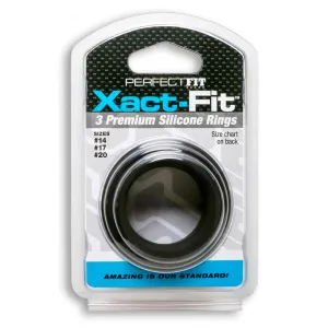 Curve Toys Perfect Fit Xact-Fit 3-Piece Premium Silicone Rings (#14. #17. #20) Black