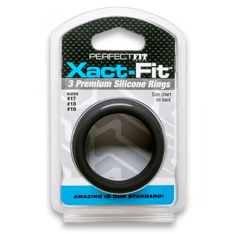 Curve Toys Perfect Fit Xact-Fit 3-Piece Premium Silicone Rings  (#17. #18. #19) Black