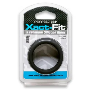 Curve Toys Perfect Fit Xact-Fit 3-Piece Premium Silicone Rings  (#17. #18. #19) Black