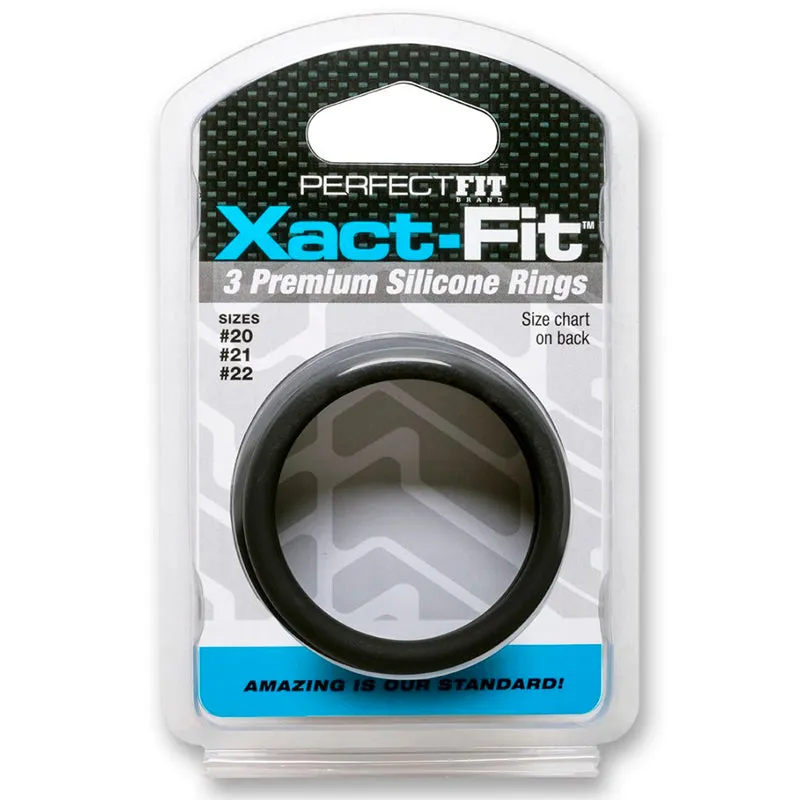 Curve Toys Perfect Fit Xact-Fit 3-Piece Premium Silicone Rings  (#20. #21. #22) Black