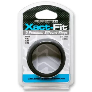 Curve Toys Perfect Fit Xact-Fit 3-Piece Premium Silicone Rings  (#20. #21. #22) Black