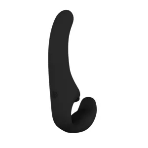 Dildo dublu LOLA NATURAL Temptation. strap-on fără ham. din silicon moale. culoare negru. lungime 23.5 cm