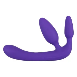 Dildo triplu YOU2TOYS Strapless Strap-On. strap-on fără ham cu plug anal integrat. culoare mov. lungime 20 cm