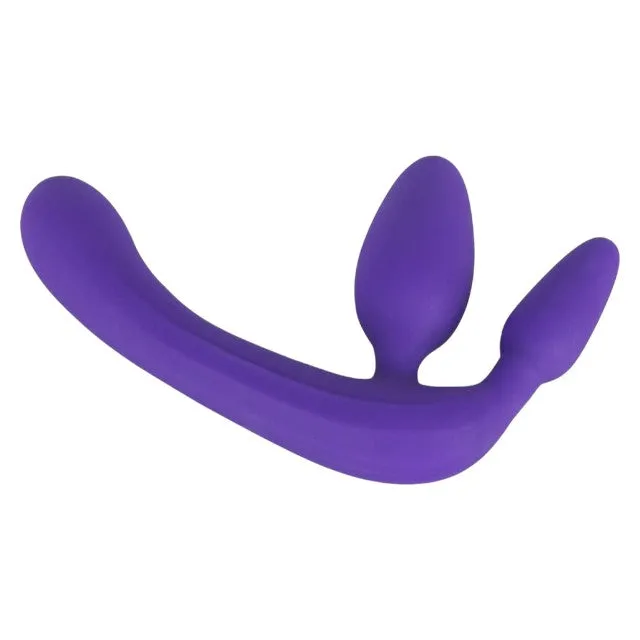 Dildo triplu YOU2TOYS Strapless Strap-On. strap-on fără ham cu plug anal integrat. culoare mov. lungime 20 cm