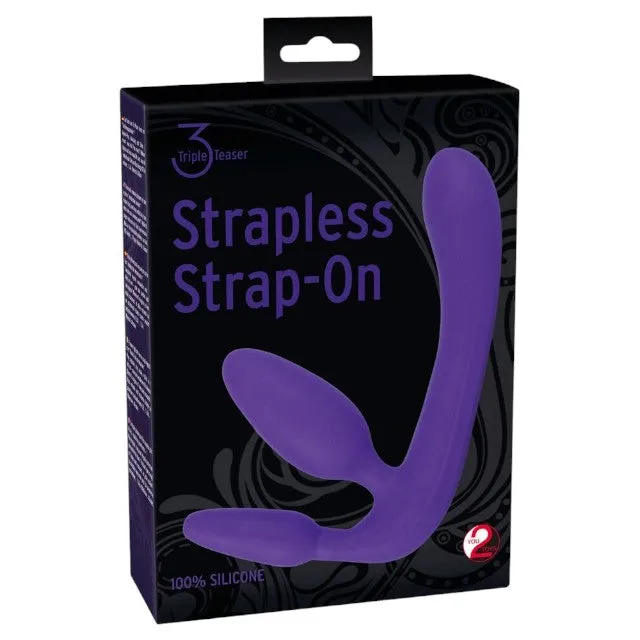 Dildo triplu YOU2TOYS Strapless Strap-On. strap-on fără ham cu plug anal integrat. culoare mov. lungime 20 cm