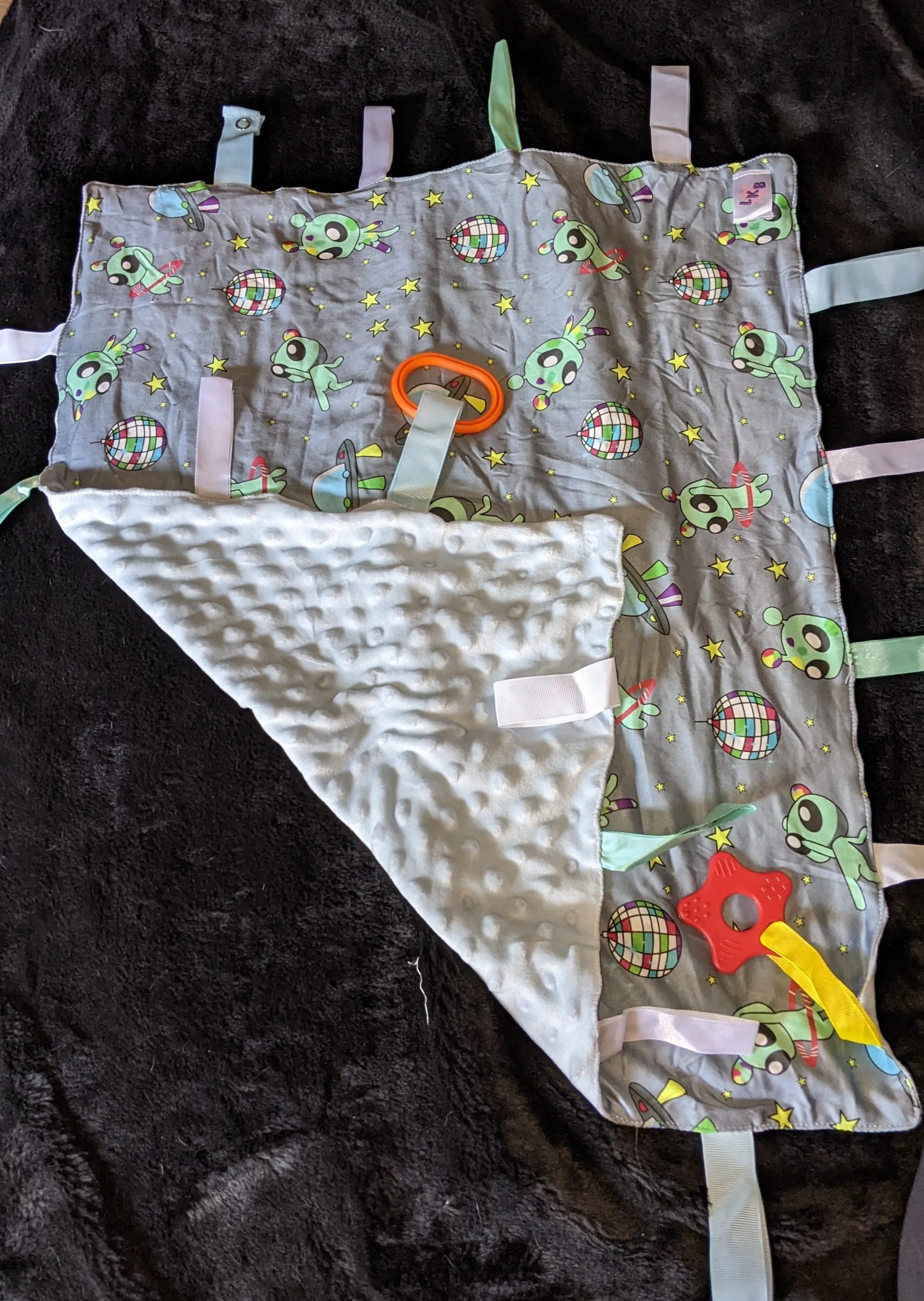 Disco Aliens Cuddle Sensory Security Blanket Toys