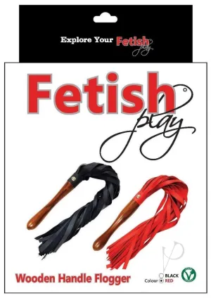 Fb Wooden Handle Flogger Vegan Red