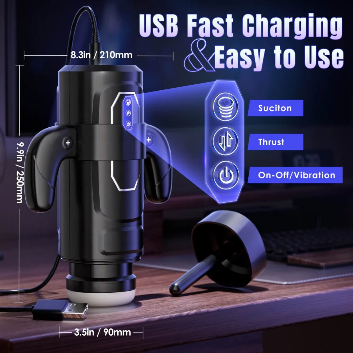 GAME|Thrusting and Suction Vibration Male Masturbation Cup Toy