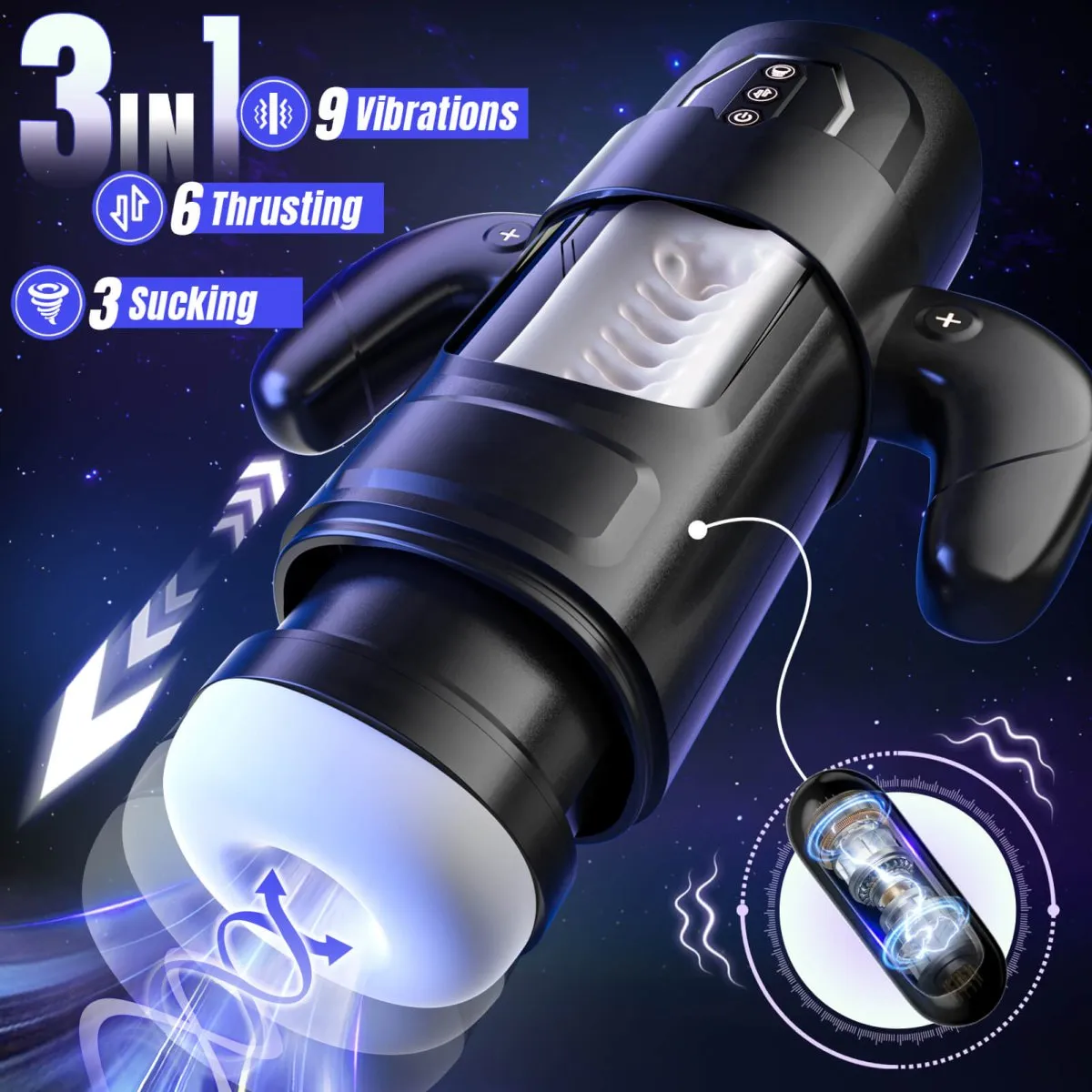 GAME|Thrusting and Suction Vibration Male Masturbation Cup Toy