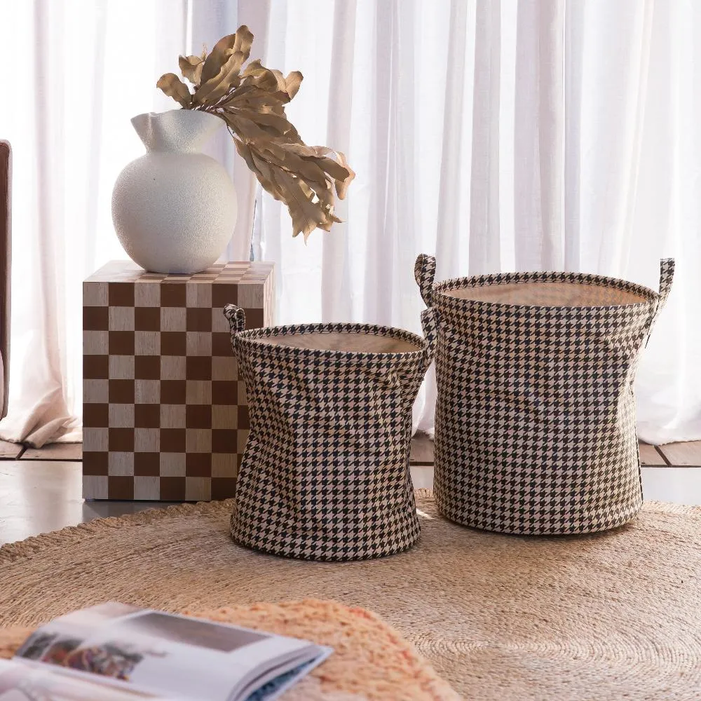 Handy Hampers Set -- Black Houndstooth