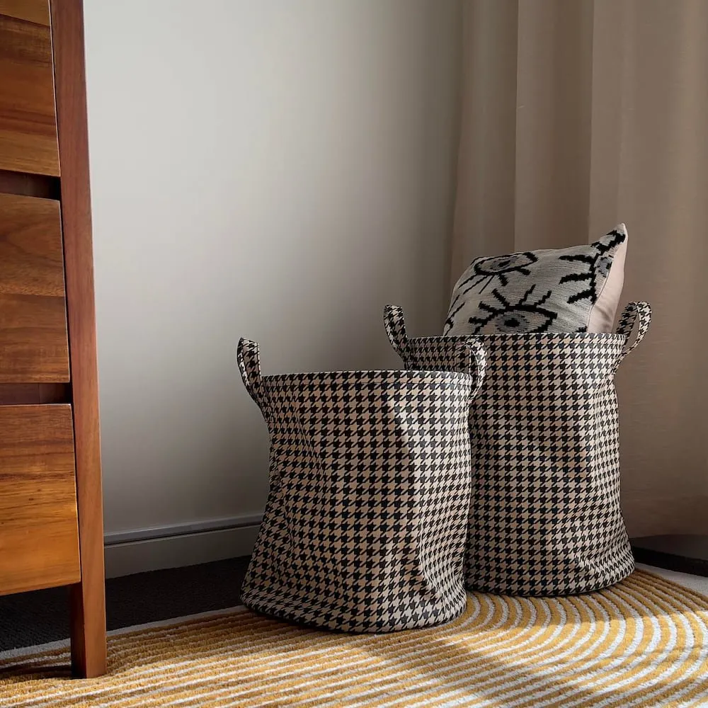 Handy Hampers Set -- Black Houndstooth