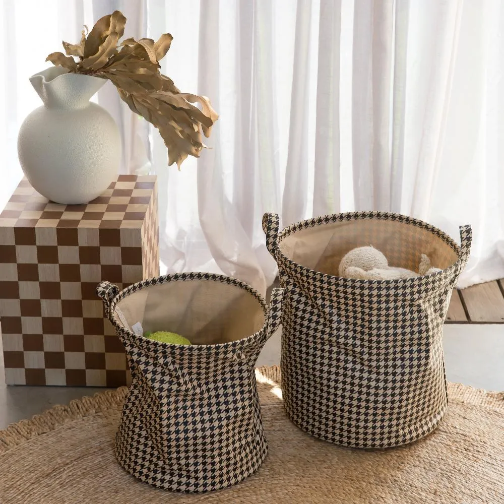 Handy Hampers Set -- Black Houndstooth