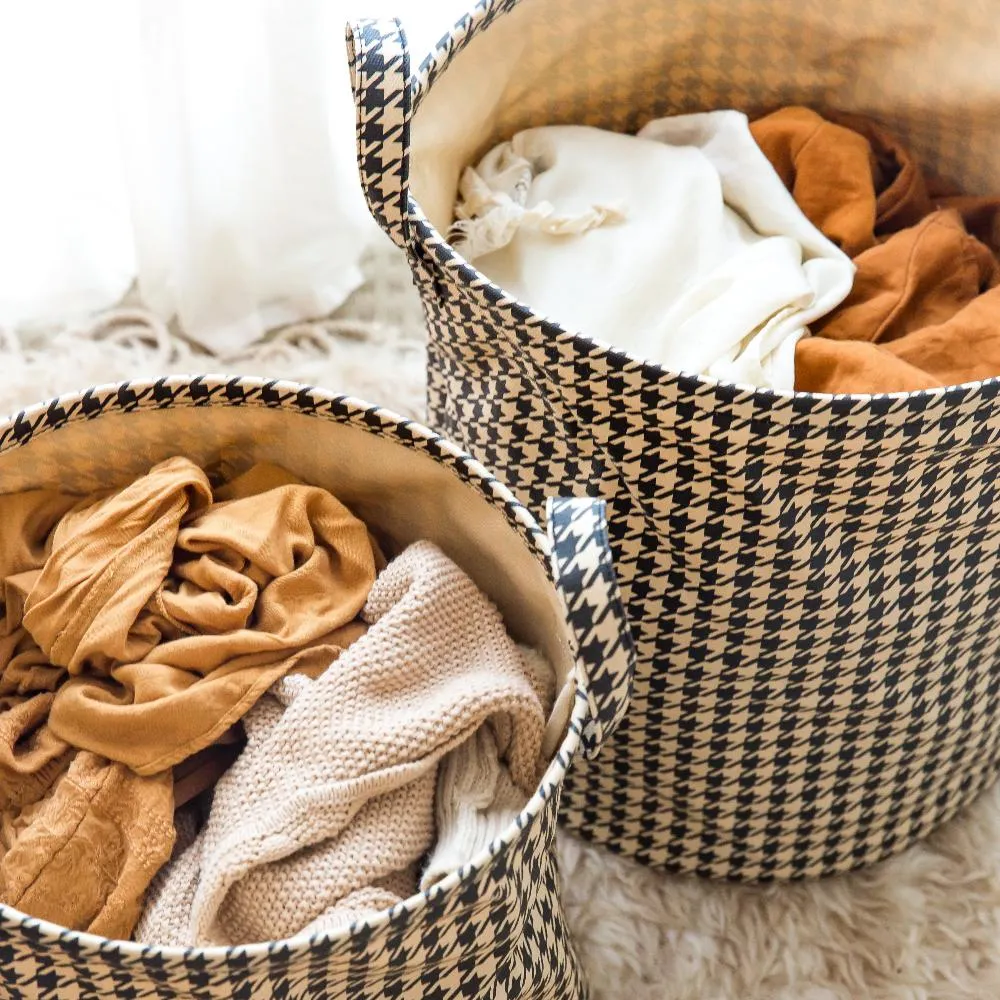 Handy Hampers Set -- Black Houndstooth