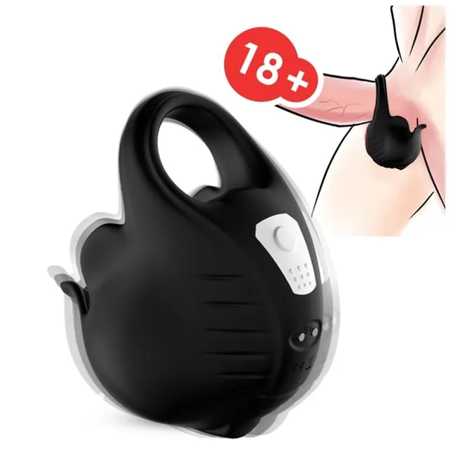 Inel pentru penis ARMONY Cupping Vibrator Ring. cu stimulator pentru testicule. 9*9 functii de vibratie. negru