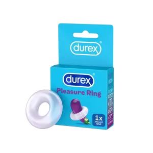 Inel pentru penis DUREX Pleasure Ring. din TPE. pentru erecții de durată și îmbunătățirea performanțelor sexuale. alb