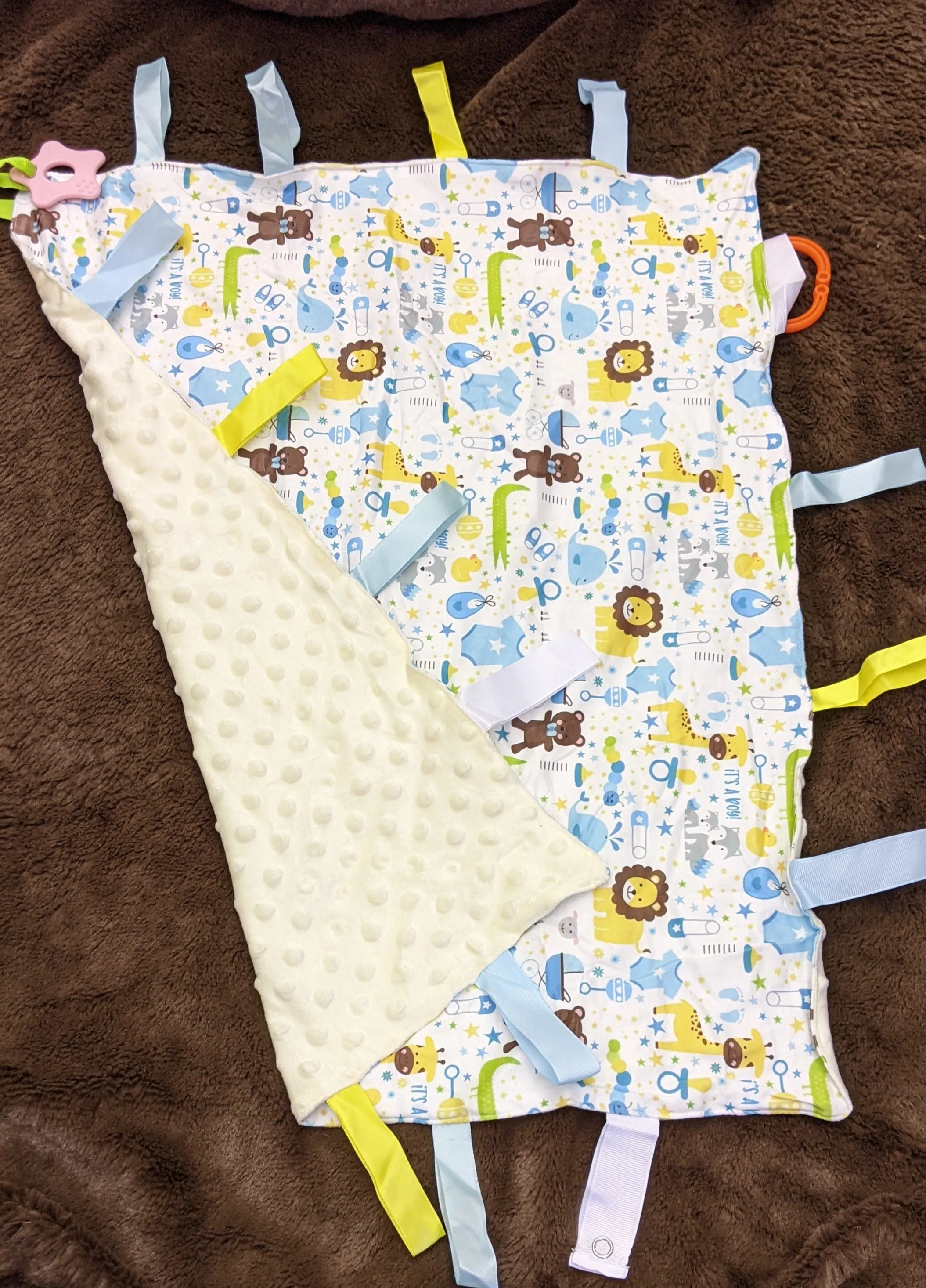 It's a Baby Boy Cuddle Sensory Security Blanket Toys