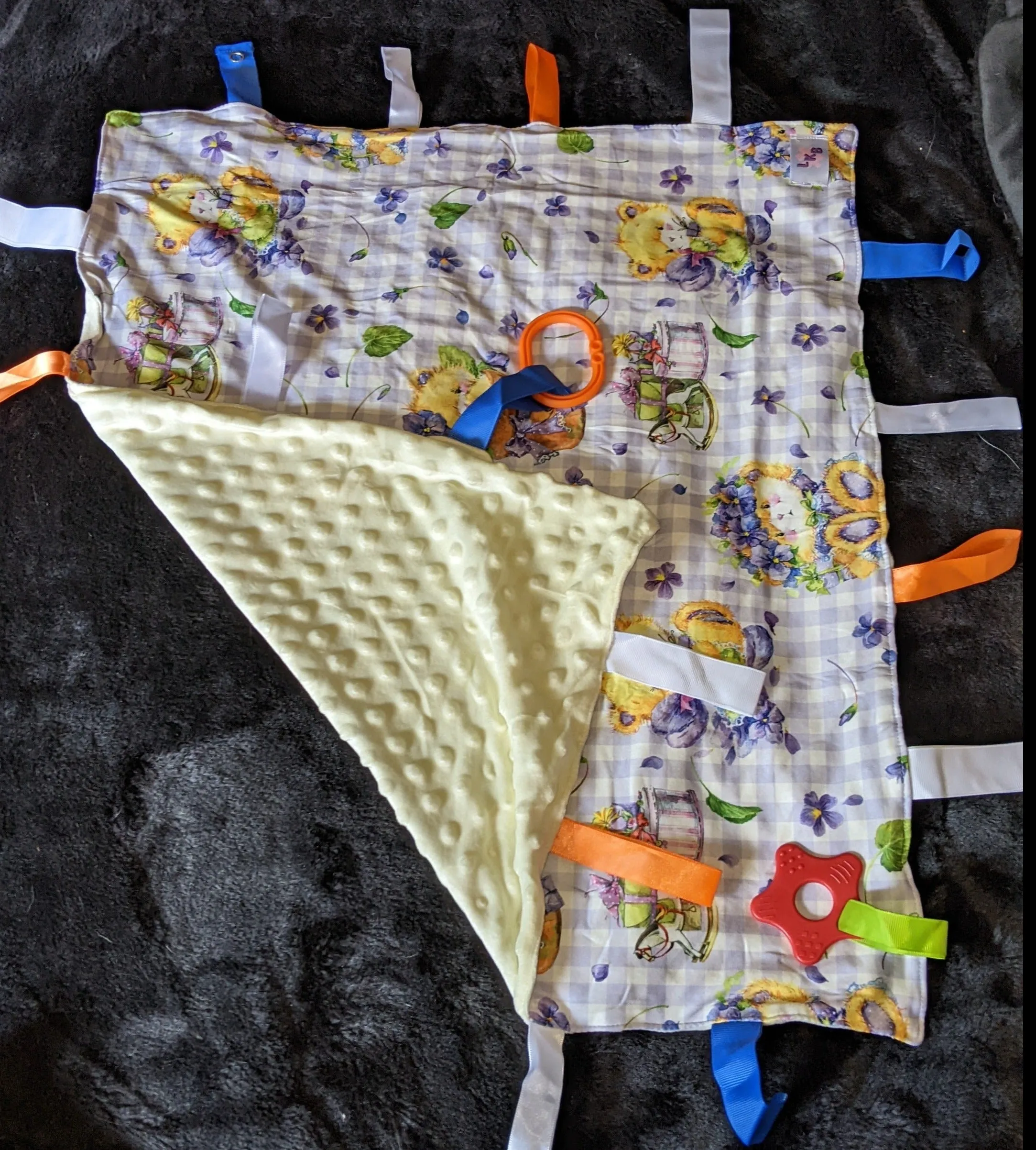 Lilac Spring Bears Cuddle Sensory Security Blanket Toys