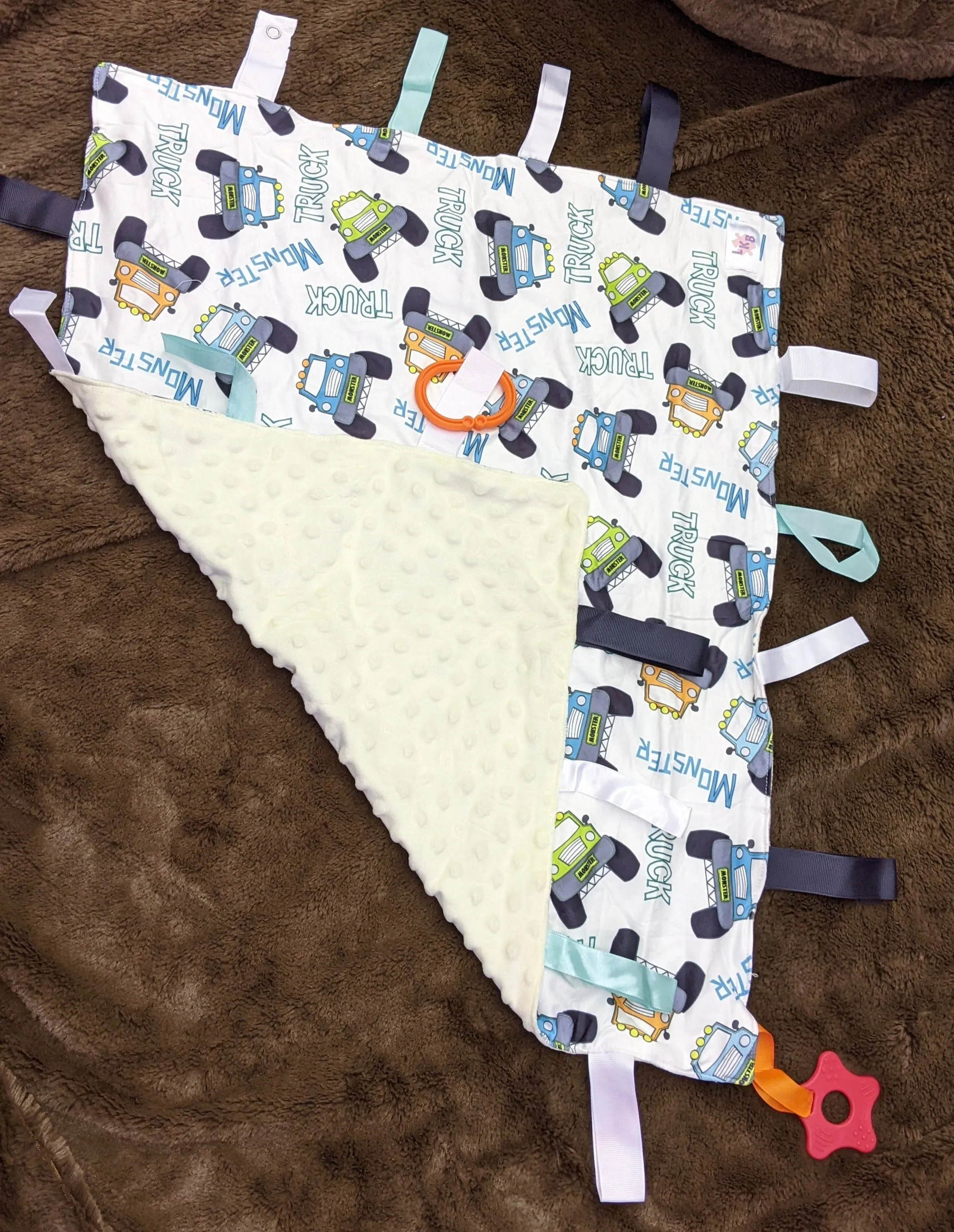 Monster Truck Cuddle Sensory Security Blanket Toys