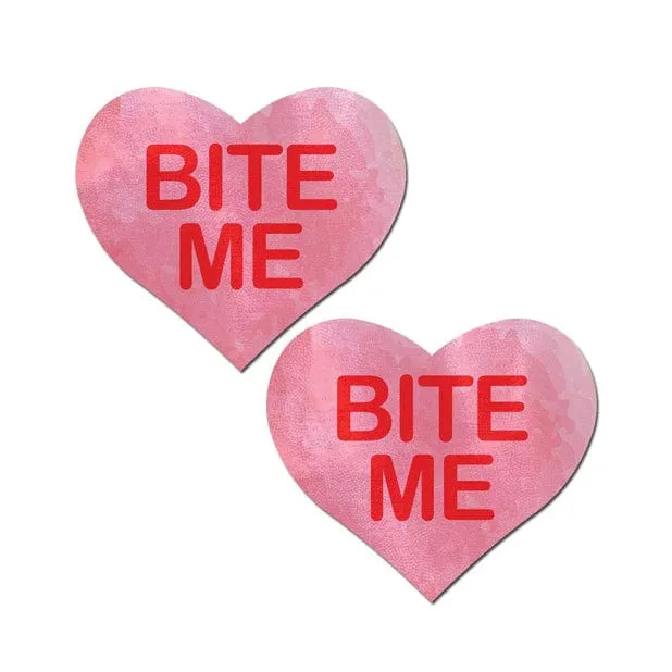 Pastease - Premium Bite Me Heart Pasties Nipple Covers O/S (Red/Pink)