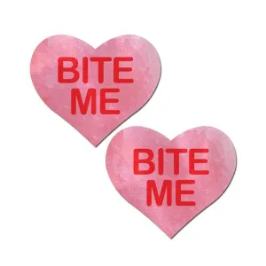 Pastease - Premium Bite Me Heart Pasties Nipple Covers O/S (Red/Pink)