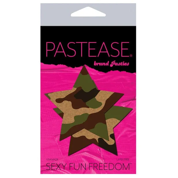 Pastease - Premium Camo Star Pasties Nipple Covers O/S (Green)