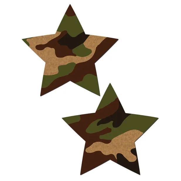 Pastease - Premium Camo Star Pasties Nipple Covers O/S (Green)