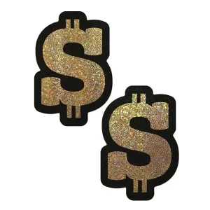 Pastease - Premium Glitter Dollar Sign Pasties Nipple Covers O/S (Gold)