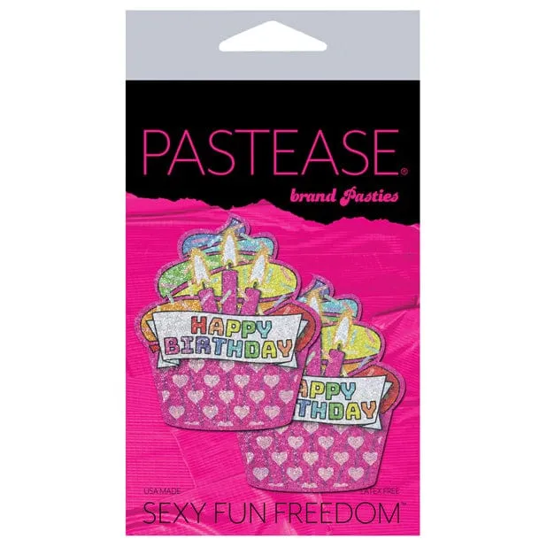 Pastease - Premium Happy Birthday Cupcake Pasties Nipple Covers (Multi Colour)