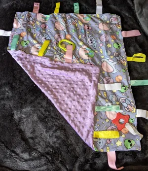 Pastel Aliens Cuddle Sensory Security Blanket Toys