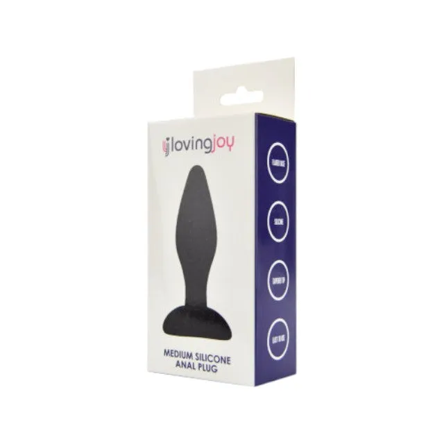 Plug anal LOVING JOY Medium Silicone. lungime inserabilă 9 cm. diametru 3.34 cm. culoare negru. mărime M