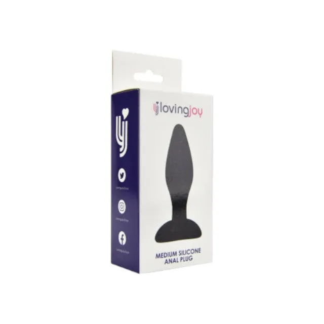 Plug anal LOVING JOY Medium Silicone. lungime inserabilă 9 cm. diametru 3.34 cm. culoare negru. mărime M